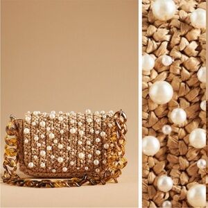 Anthropologie The Fiona Shoulder Bag: Embellished Raffia Chain Edition NWOT